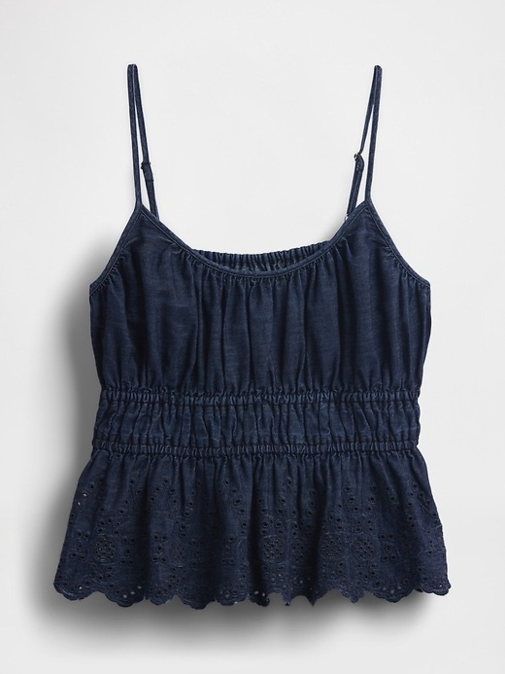 GAP Smocked Eyelet Denim Cami (US L)